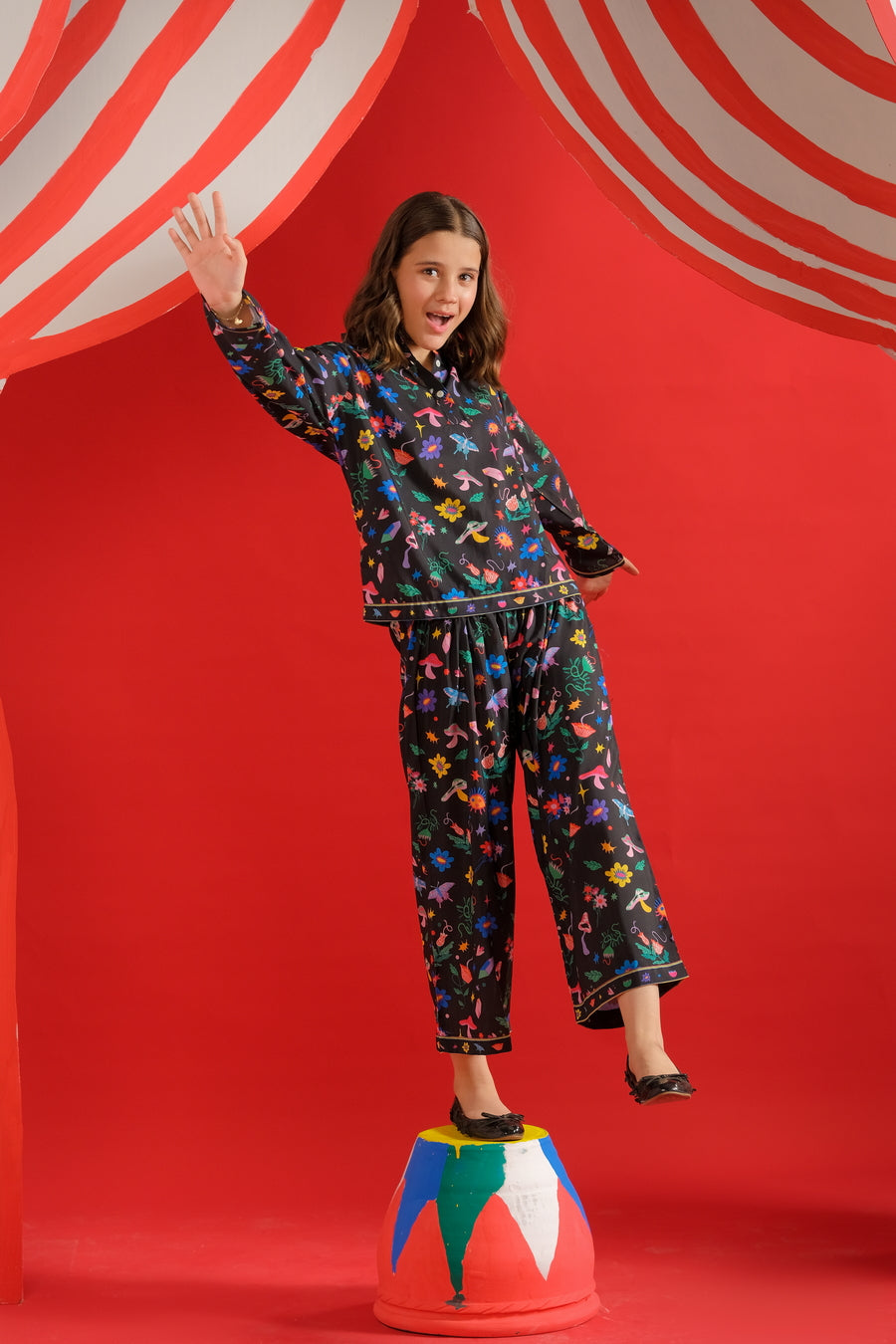Sprinkles Stitched 2 Piece Summer Co Ord Sets Kids Collection'2025-Midnight Petals - Co-ord Set