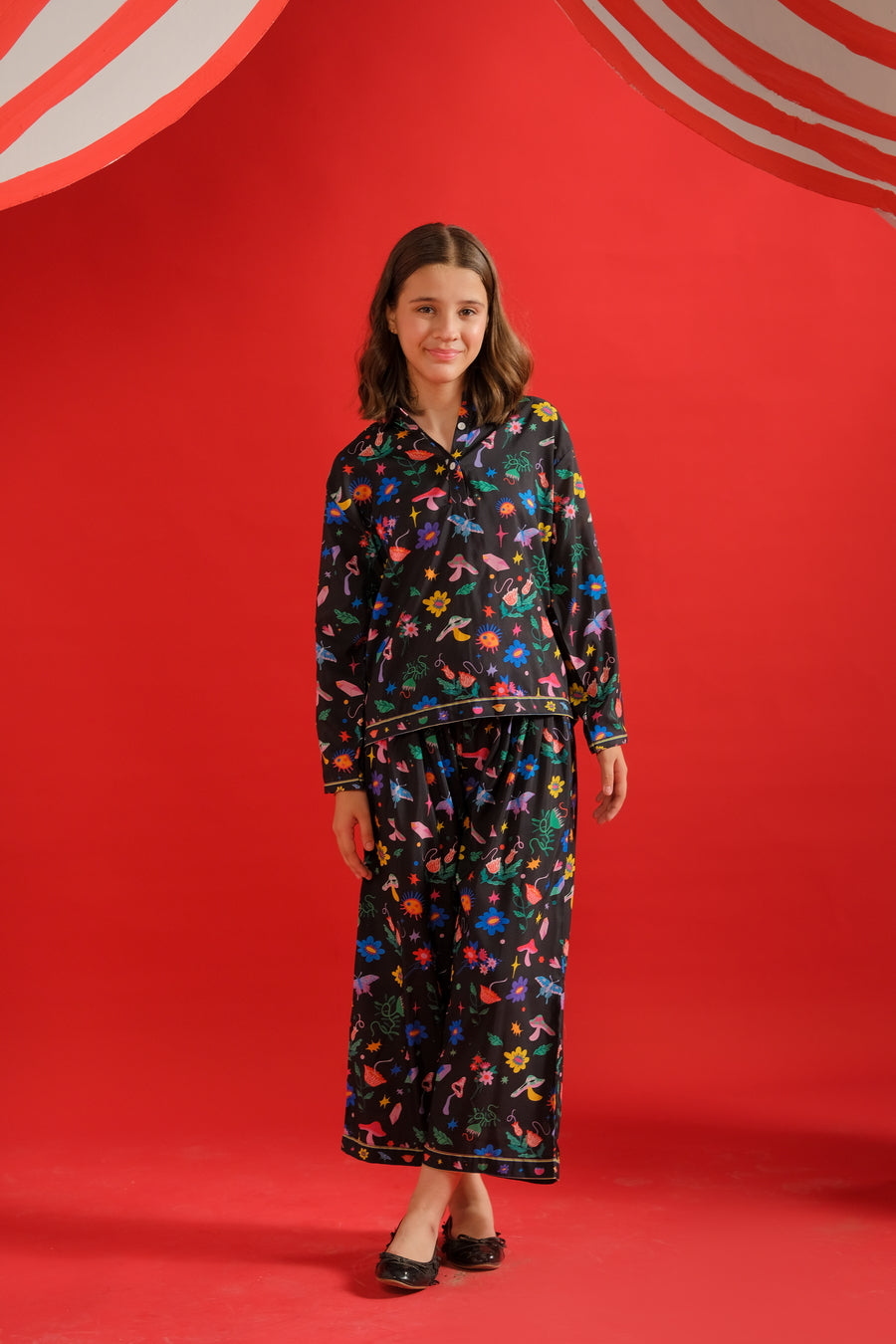 Sprinkles Stitched 2 Piece Summer Co Ord Sets Kids Collection'2025-Midnight Petals - Co-ord Set