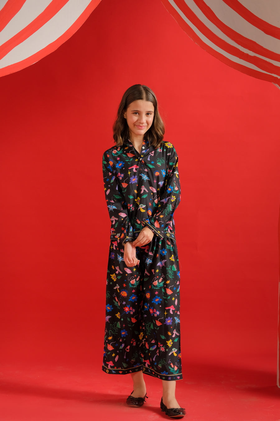 Sprinkles Stitched 2 Piece Summer Co Ord Sets Kids Collection'2025-Midnight Petals - Co-ord Set