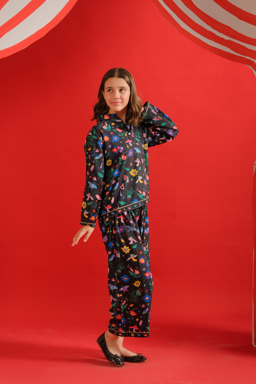 Sprinkles Stitched 2 Piece Summer Co Ord Sets Kids Collection'2025-Midnight Petals - Co-ord Set