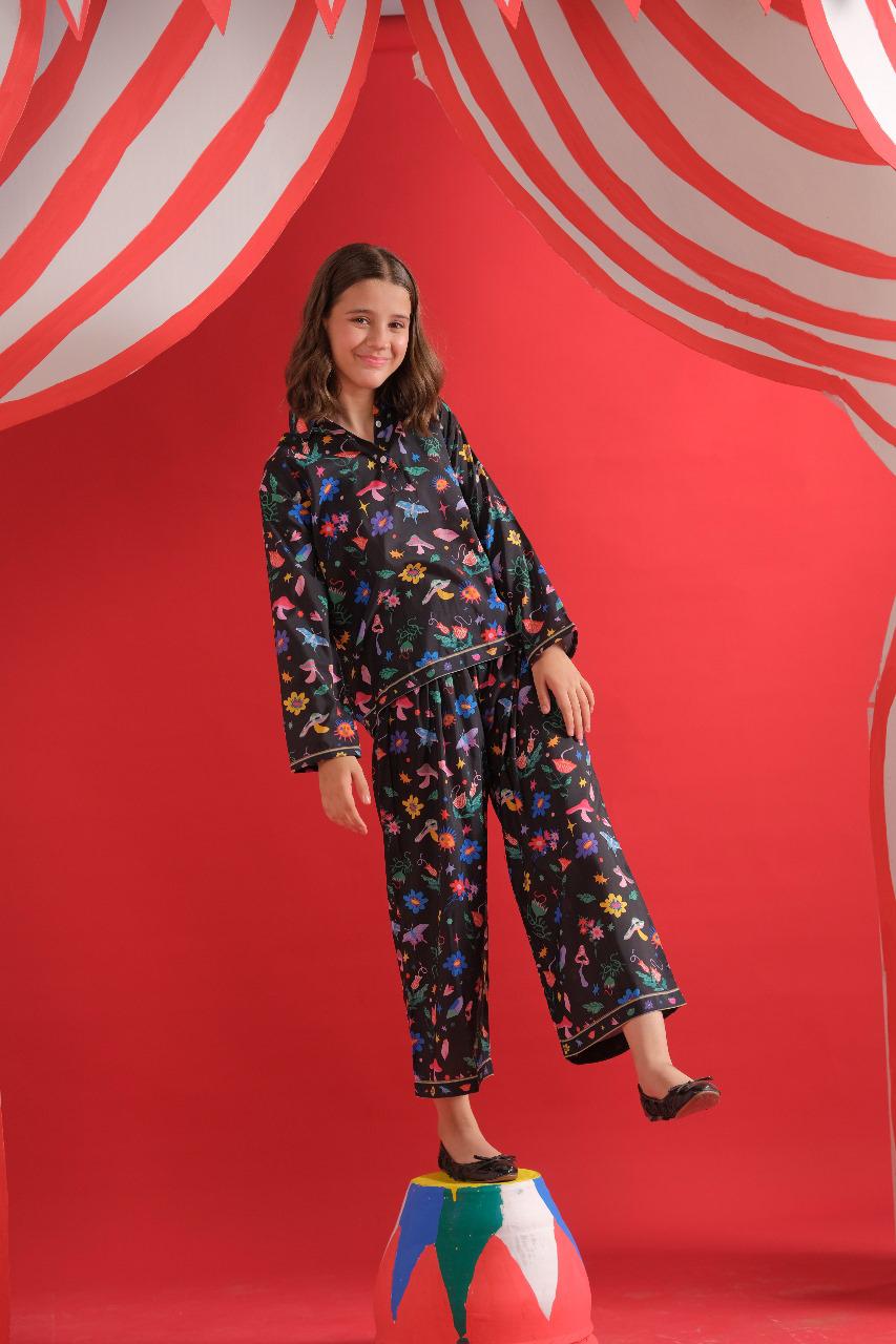 Sprinkles Stitched 2 Piece Summer Co Ord Sets Kids Collection'2025-Midnight Petals - Co-ord Set