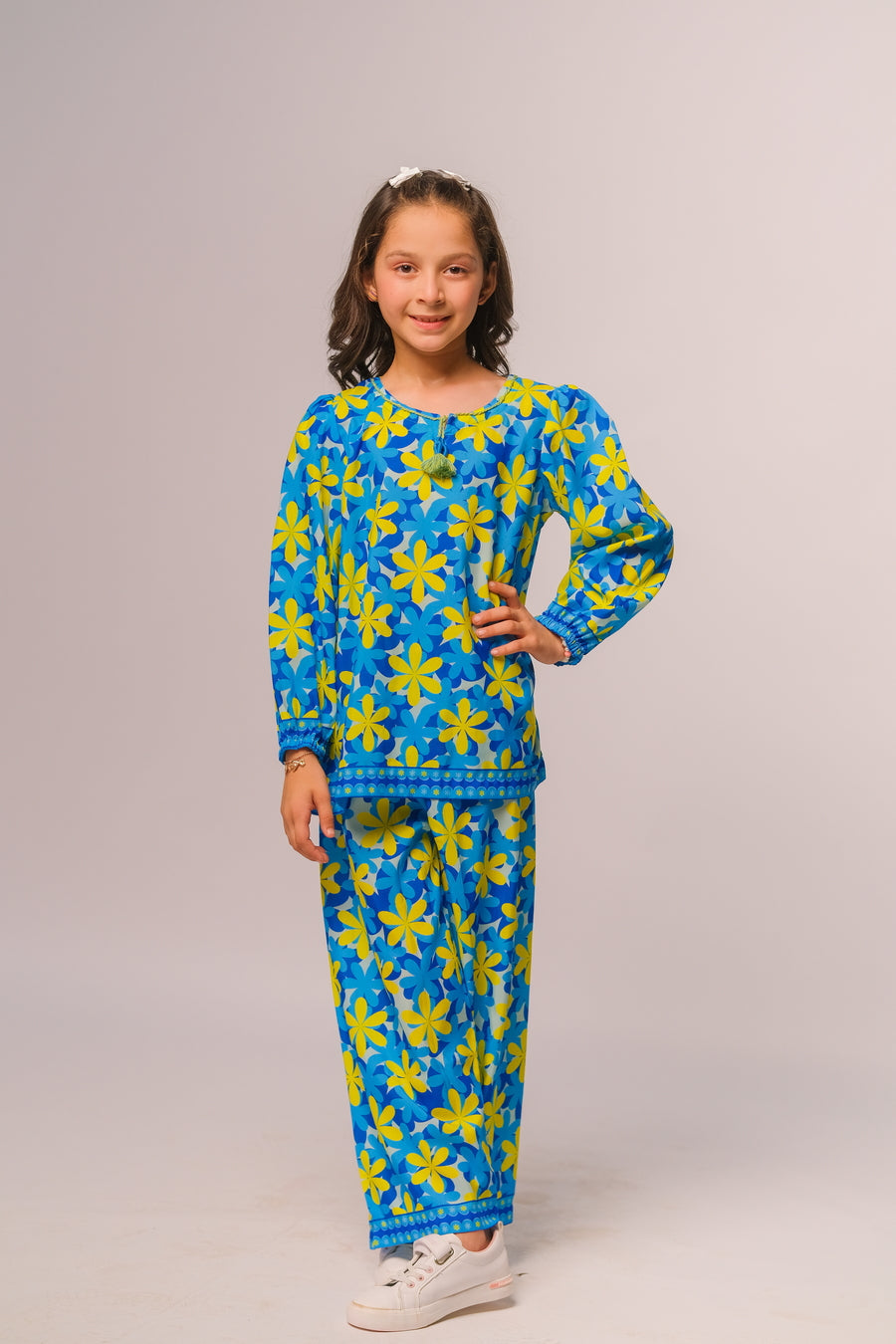 Sprinkles Stitched 2 Piece Summer Co Ord Sets Kids Collection'2025-Blue Sun - Co-ord Set