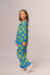 Sprinkles Stitched 2 Piece Summer Co Ord Sets Kids Collection'2025-Blue Sun - Co-ord Set