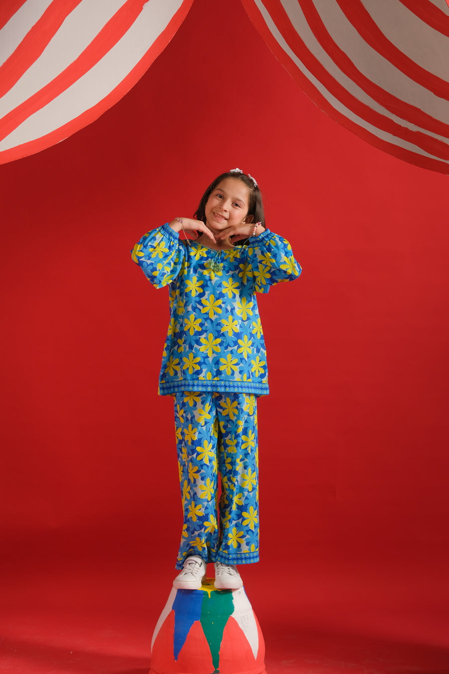 Sprinkles Stitched 2 Piece Summer Co Ord Sets Kids Collection'2025-Blue Sun - Co-ord Set