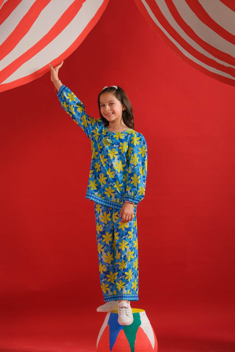Sprinkles Stitched 2 Piece Summer Co Ord Sets Kids Collection'2025-Blue Sun - Co-ord Set