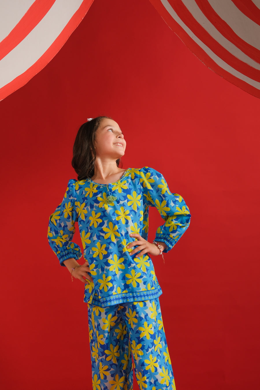 Sprinkles Stitched 2 Piece Summer Co Ord Sets Kids Collection'2025-Blue Sun - Co-ord Set