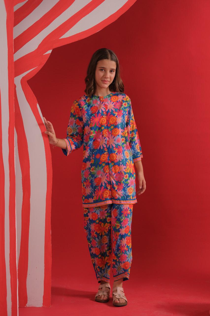 Sprinkles Stitched 2 Piece Summer Co Ord Sets Kids Collection'2025-Flora - Co-ord Set