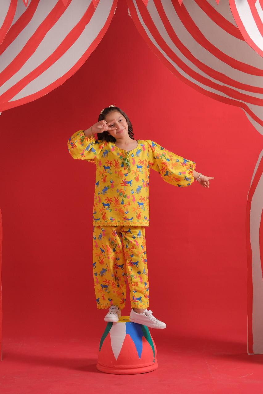 Sprinkles Stitched 2 Piece Summer Co Ord Sets Kids Collection'2025-Yellow Dreams - Co-ord Set