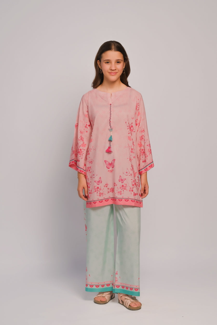 Sprinkles Stitched 2 Piece Summer Co Ord Sets Kids Collection'2025-Pink Petals- 2pcs
