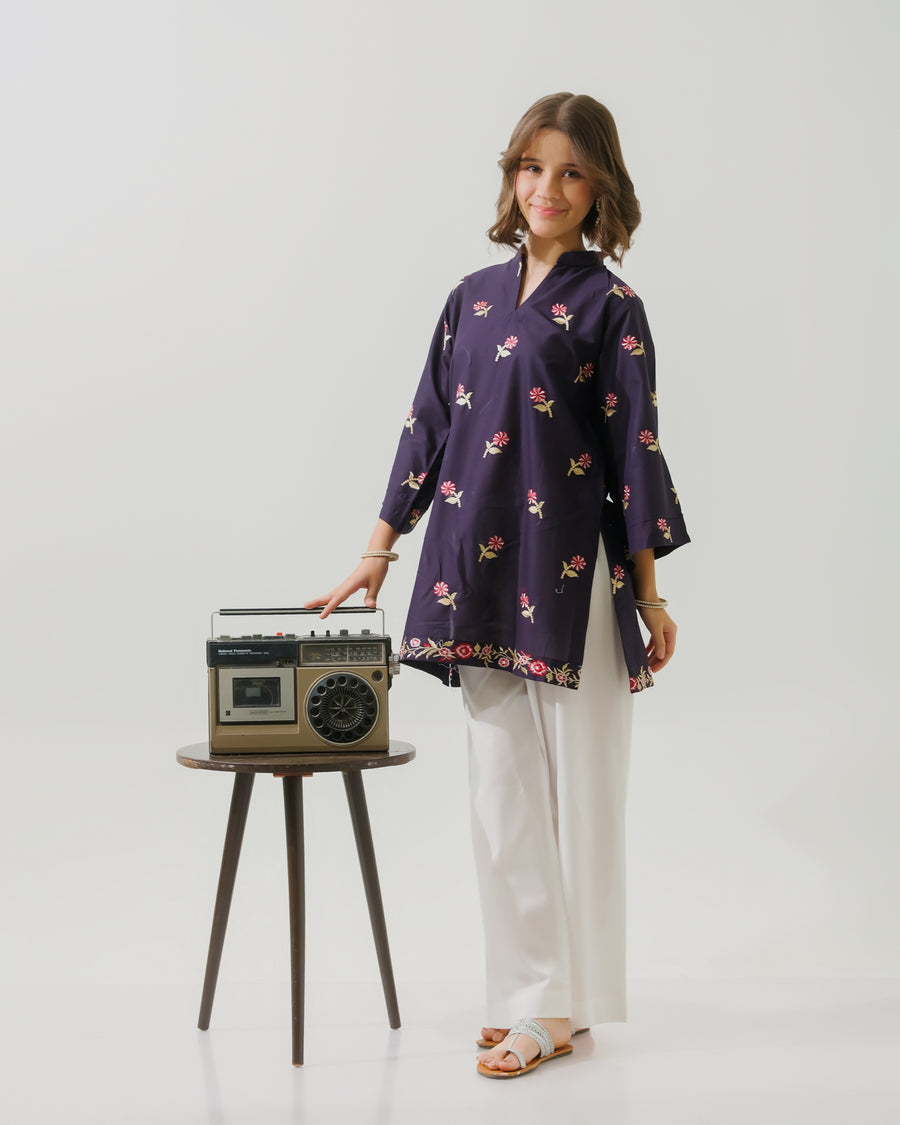 Sprinkles Stitched 1 Piece Summer Shirts Kids Collection'2025-Indigo Muse - 1pc - Embroidered