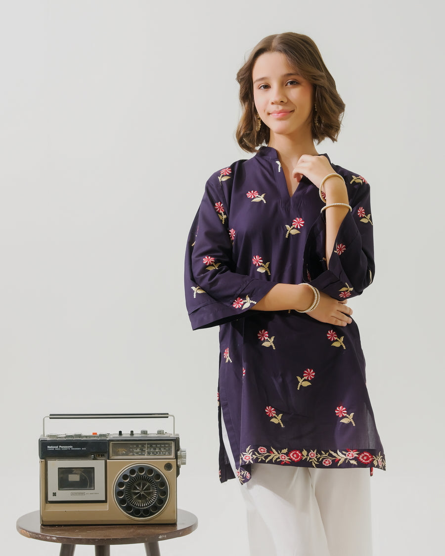 Sprinkles Stitched 1 Piece Summer Shirts Kids Collection'2025-Indigo Muse - 1pc - Embroidered