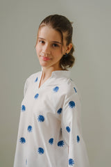 Sprinkles Stitched 1 Piece Summer Shirts Kids Collection'2025-Azure Whispers  - 1pc - Embroidered