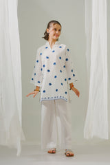Sprinkles Stitched 1 Piece Summer Shirts Kids Collection'2025-Azure Whispers  - 1pc - Embroidered