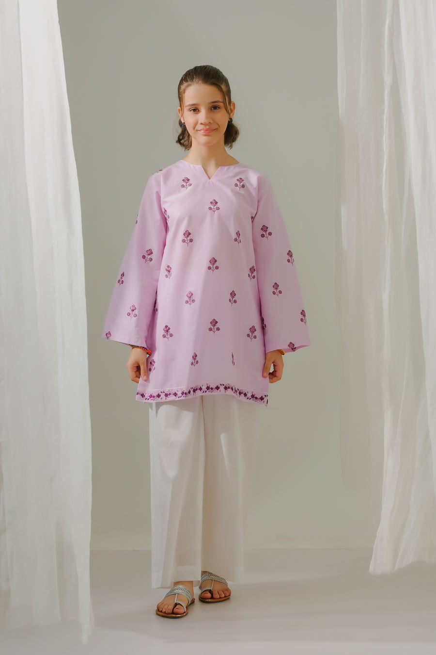 Sprinkles Stitched 1 Piece Summer Shirts Kids Collection'2025-Whimsical Floral Charm - 1pc - Embroidered