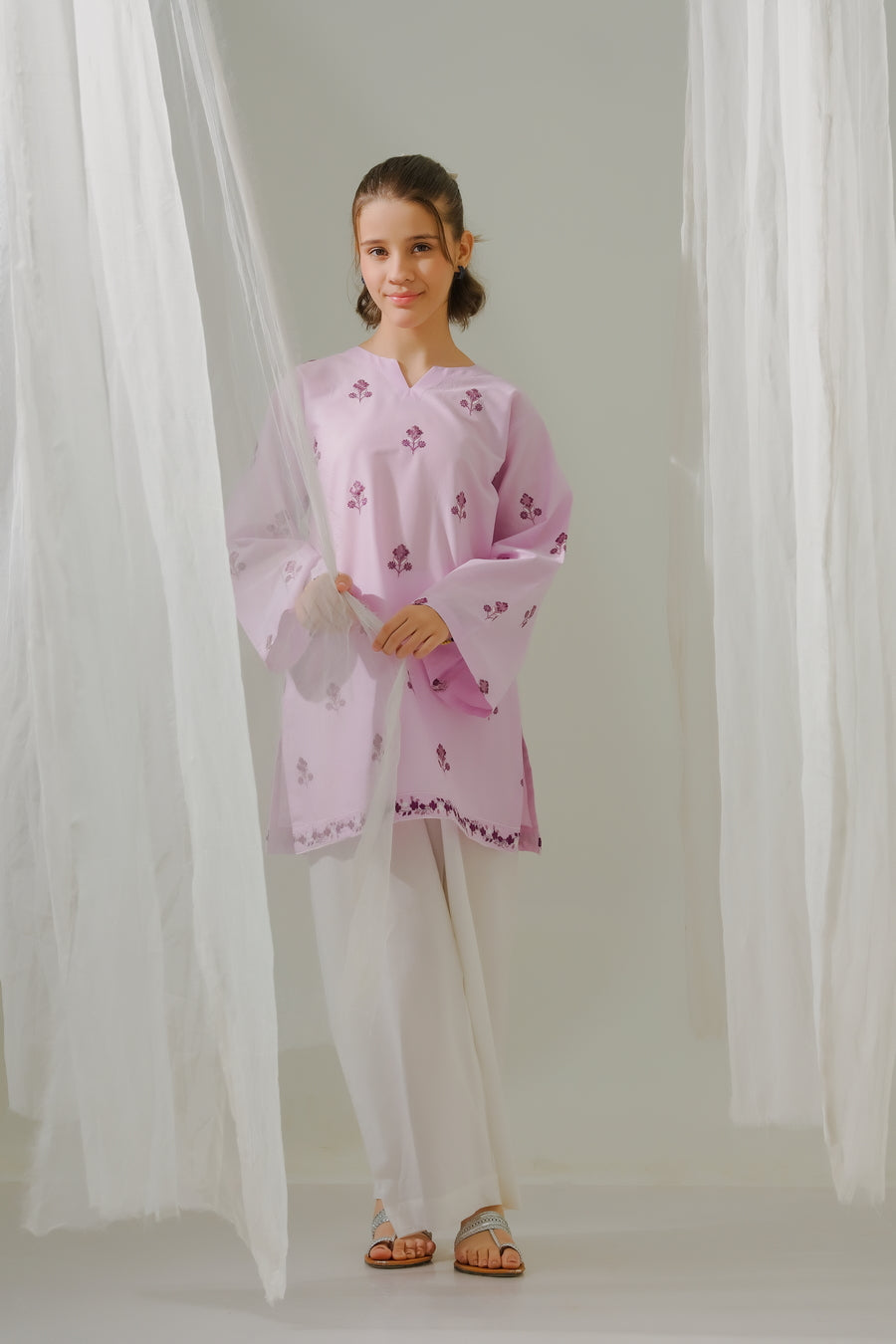 Sprinkles Stitched 1 Piece Summer Shirts Kids Collection'2025-Whimsical Floral Charm - 1pc - Embroidered