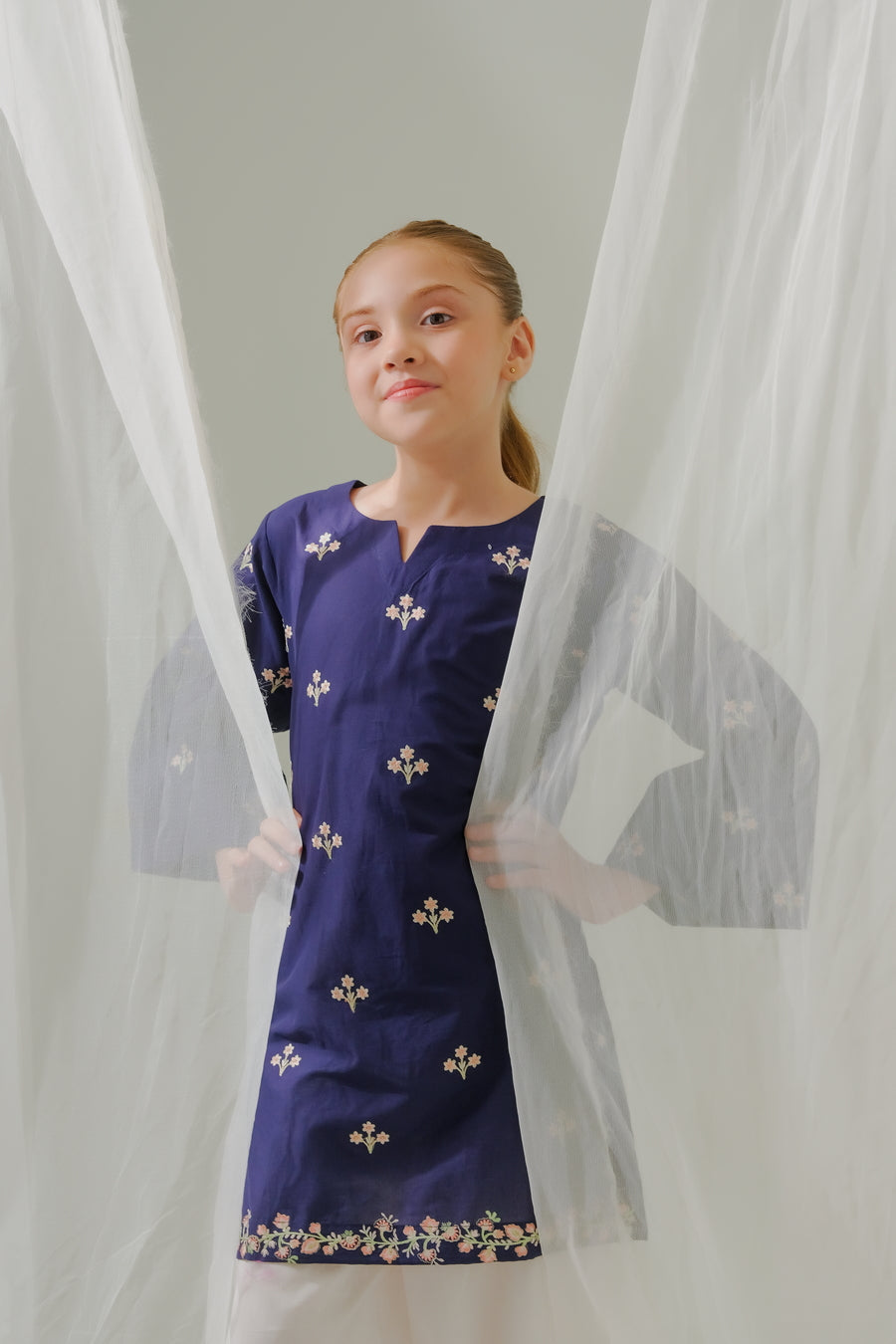 Sprinkles Stitched 1 Piece Summer Shirts Kids Collection'2025-Midnight Blooms - 1pc - Embroidered