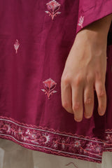 Sprinkles Stitched 1 Piece Summer Shirts Kids Collection'2025-Floral Magenta Muse - 1pc - Embroidered