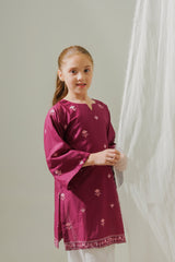 Sprinkles Stitched 1 Piece Summer Shirts Kids Collection'2025-Floral Magenta Muse - 1pc - Embroidered