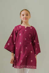 Sprinkles Stitched 1 Piece Summer Shirts Kids Collection'2025-Floral Magenta Muse - 1pc - Embroidered