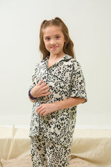 Sprinkles Stitched 2 Piece Winter Night Suit Kids Collection'2025-Cozy Leopard Spot - Night Suit - 2pcs