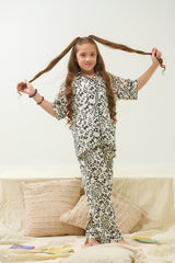 Sprinkles Stitched 2 Piece Winter Night Suit Kids Collection'2025-Cozy Leopard Spot - Night Suit - 2pcs