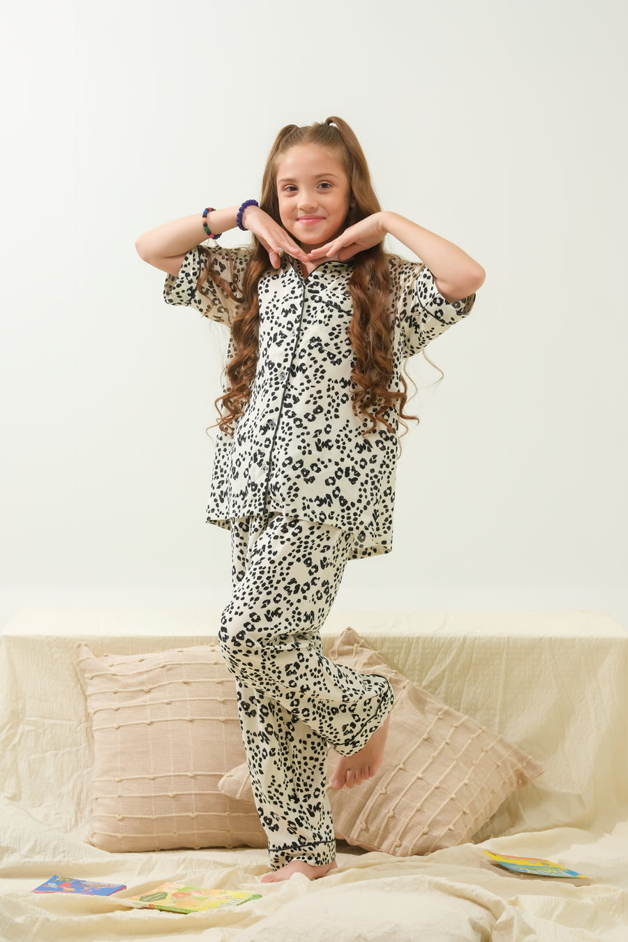Sprinkles Stitched 2 Piece Winter Night Suit Kids Collection'2025-Cozy Leopard Spot - Night Suit - 2pcs