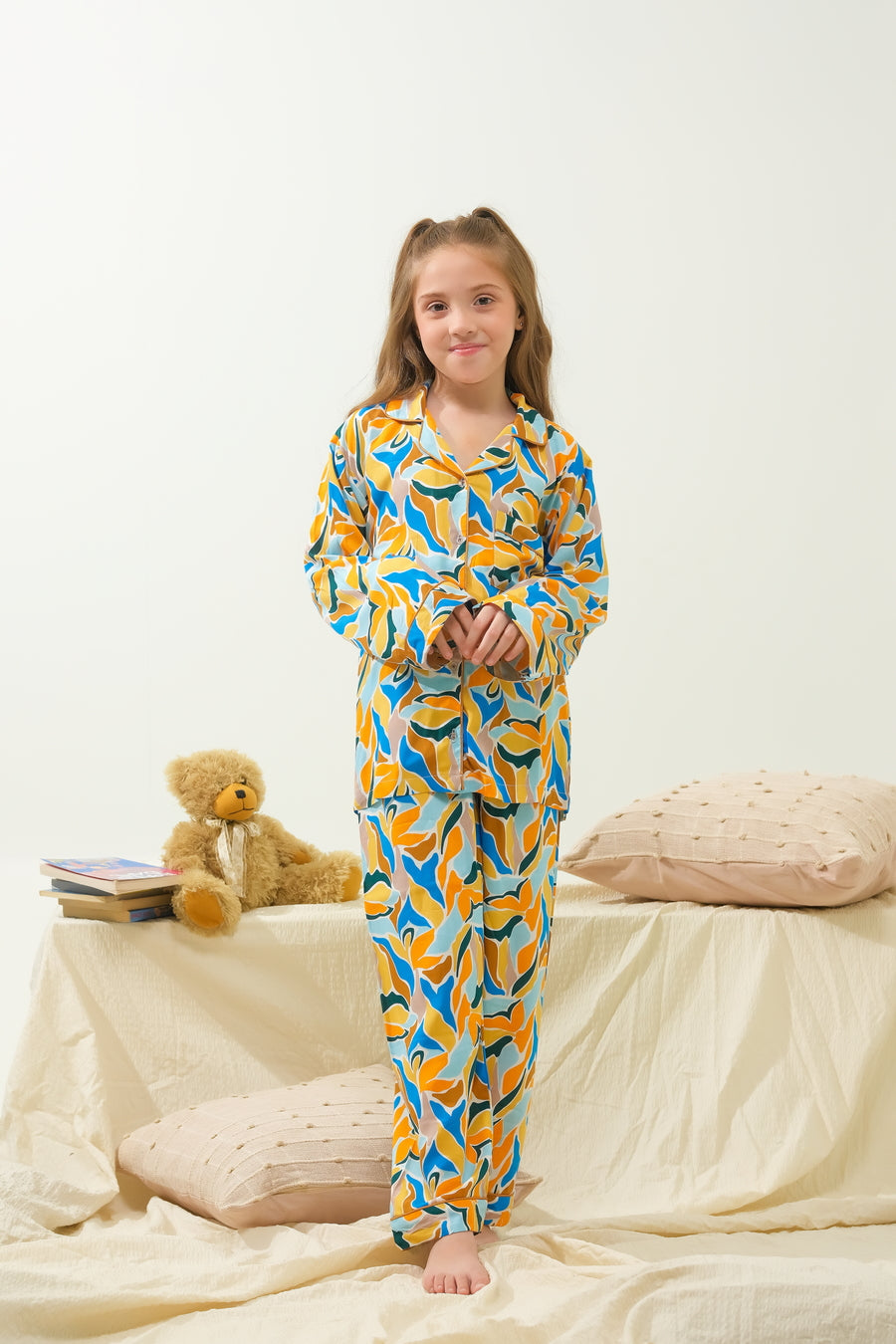 Sprinkles Stitched 2 Piece Winter Night Suit Kids Collection'2025-Muted Tropical Fleur - Night Suit - 2pcs
