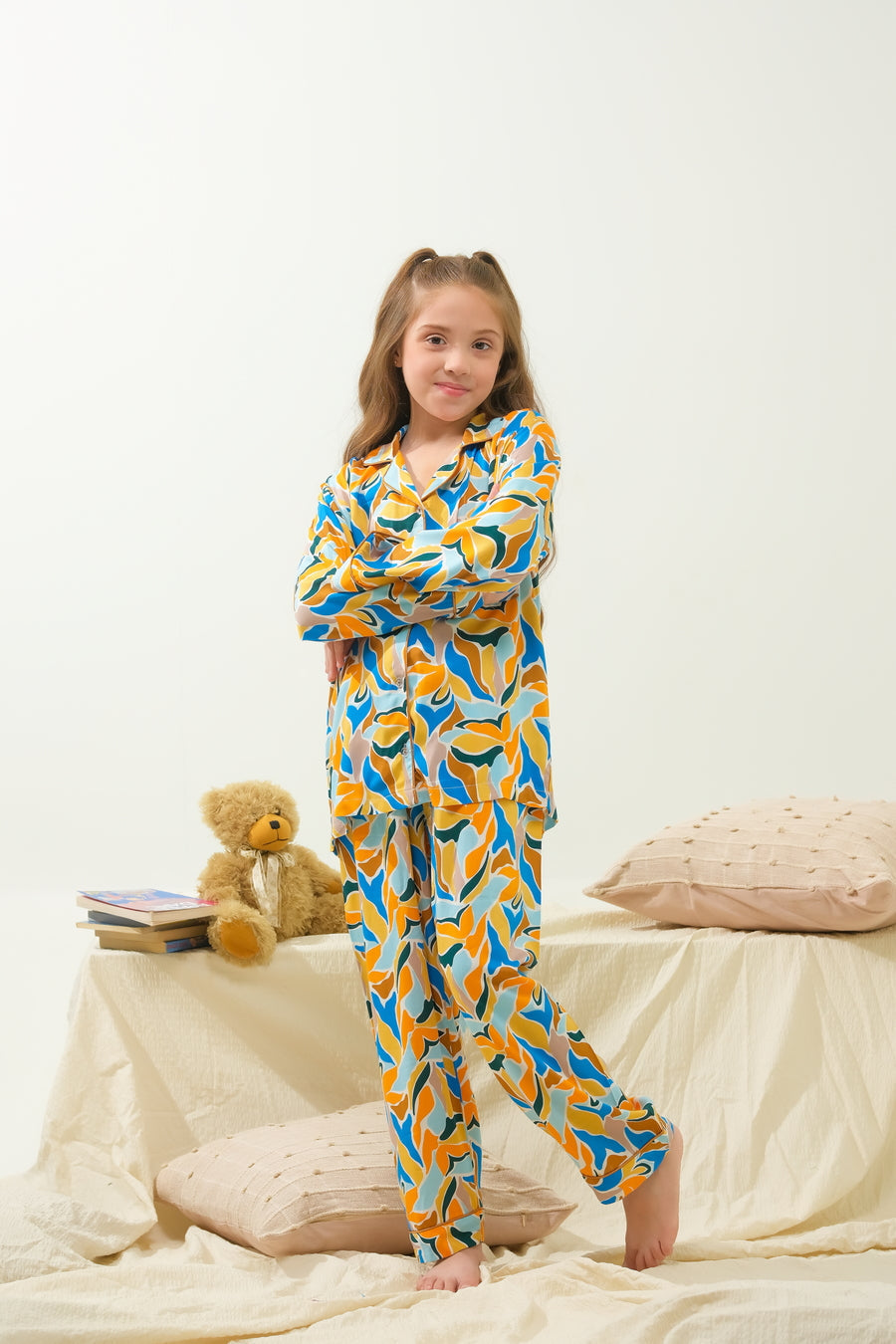 Sprinkles Stitched 2 Piece Winter Night Suit Kids Collection'2025-Muted Tropical Fleur - Night Suit - 2pcs