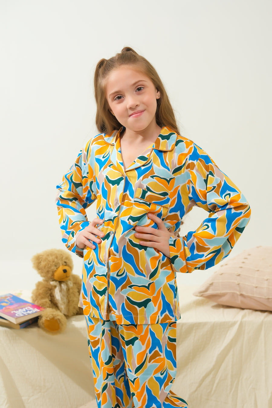 Sprinkles Stitched 2 Piece Winter Night Suit Kids Collection'2025-Muted Tropical Fleur - Night Suit - 2pcs