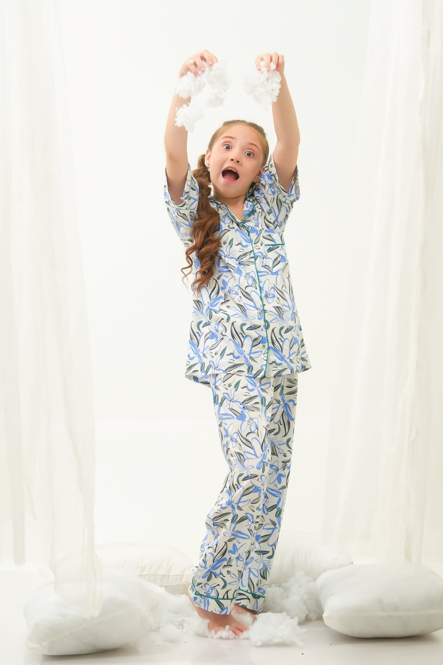 Sprinkles Stitched 2 Piece Winter Night Suit Kids Collection'2025-Bluegrass Blossom - Night Suit - 2pcs
