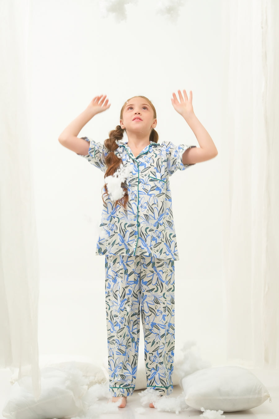 Sprinkles Stitched 2 Piece Winter Night Suit Kids Collection'2025-Bluegrass Blossom - Night Suit - 2pcs
