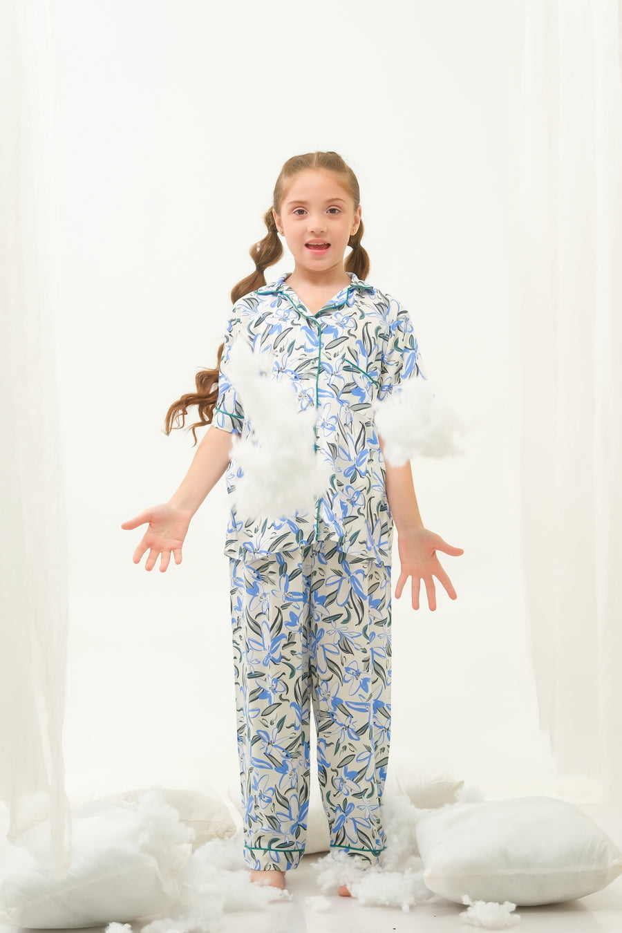 Sprinkles Stitched 2 Piece Winter Night Suit Kids Collection'2025-Bluegrass Blossom - Night Suit - 2pcs
