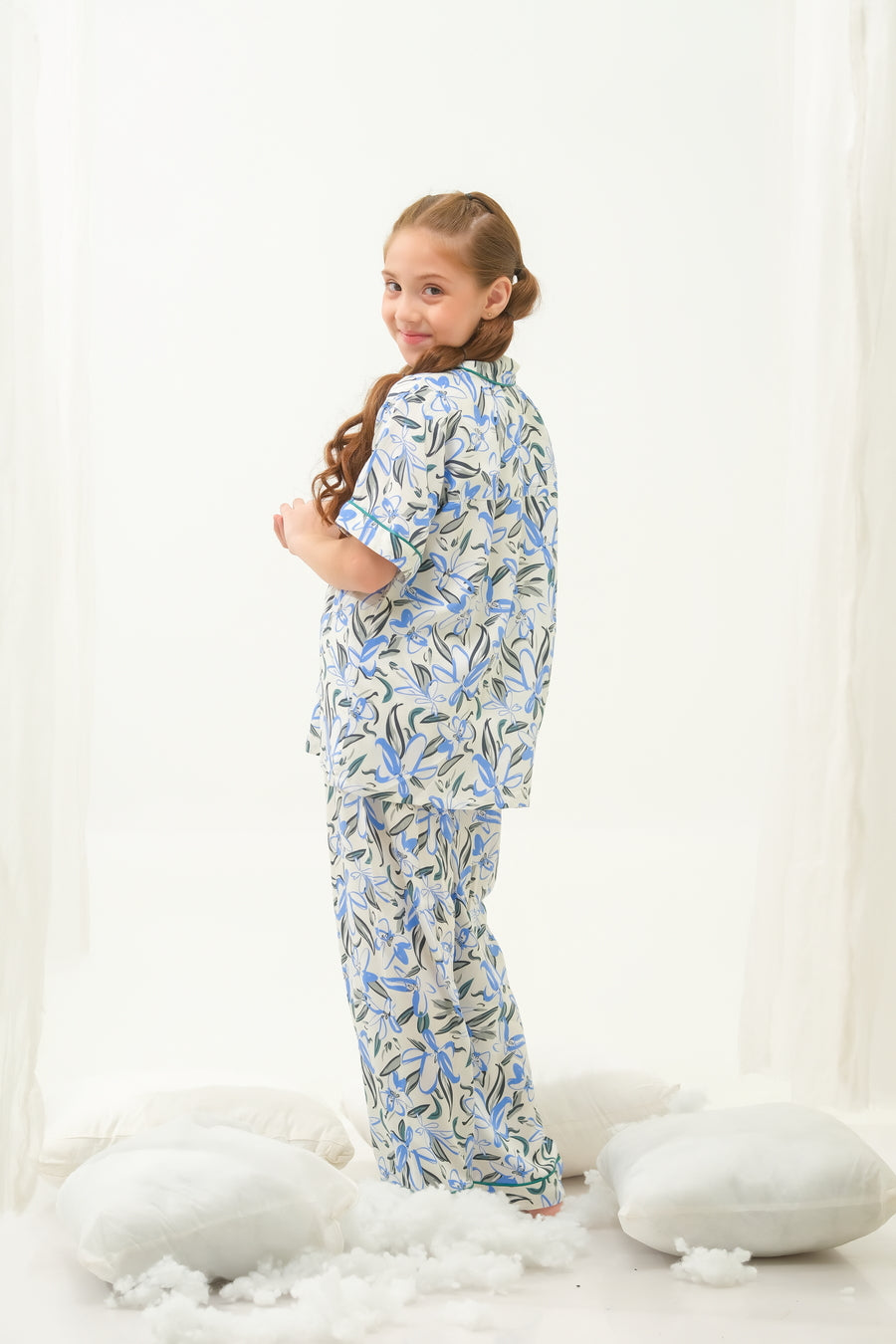 Sprinkles Stitched 2 Piece Winter Night Suit Kids Collection'2025-Bluegrass Blossom - Night Suit - 2pcs