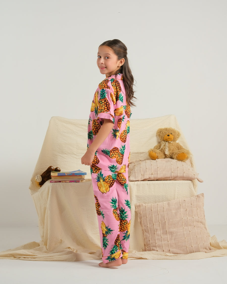 Sprinkles Stitched 2 Piece Winter Night Suit Kids Collection'2025-Pineapple Dreams - Night Suit - 2pcs