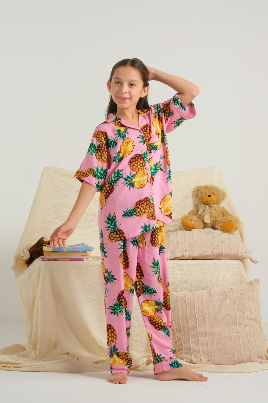 Sprinkles Stitched 2 Piece Winter Night Suit Kids Collection'2025-Pineapple Dreams - Night Suit - 2pcs