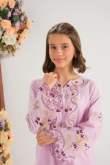 Sprinkles Stitched 2 Piece Summer Co Ord Sets Kids Collection'2025-Blush Paisley Charm - 2pcs - Embroidered