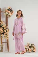 Sprinkles Stitched 2 Piece Summer Co Ord Sets Kids Collection'2025-Blush Paisley Charm - 2pcs - Embroidered