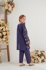 Sprinkles Stitched 2 Piece Summer Co Ord Sets Kids Collection'2025-Midnight Gold Bloom - 2pcs - Embroidered
