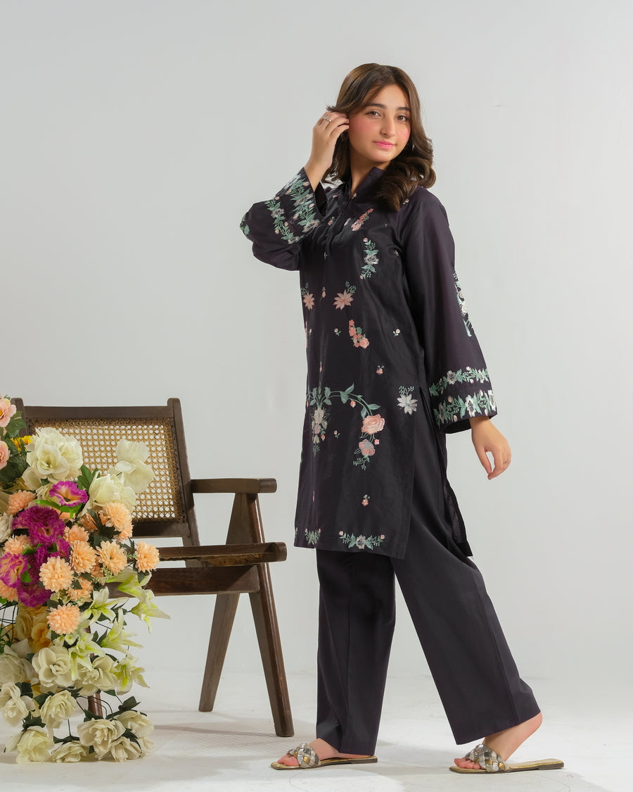 Sprinkles Stitched 2 Piece Summer Co Ord Sets Kids Collection'2025-Twilight Garden - 2pcs - Embroidered
