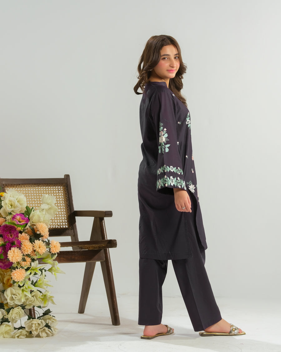 Sprinkles Stitched 2 Piece Summer Co Ord Sets Kids Collection'2025-Twilight Garden - 2pcs - Embroidered