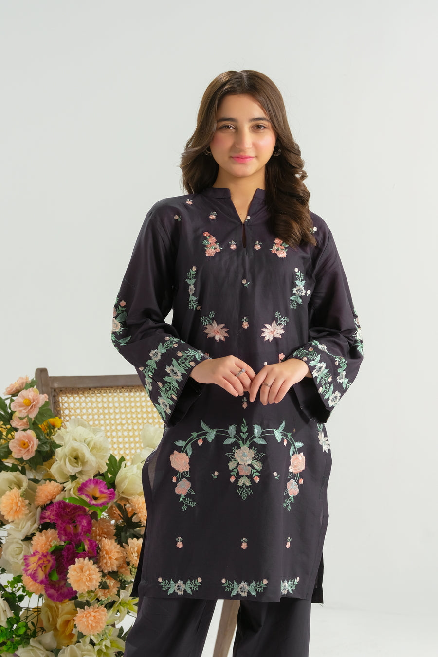 Sprinkles Stitched 2 Piece Summer Co Ord Sets Kids Collection'2025-Twilight Garden - 2pcs - Embroidered