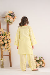 Sprinkles Stitched 2 Piece Summer Co Ord Sets Kids Collection'2025-Sunshine Garden Yellow - 2pcs - Embroidered