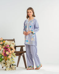 Sprinkles Stitched 2 Piece Summer Co Ord Sets Kids Collection'2025-Bluebell Bloom White - 2pcs - Embroidered
