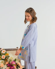Sprinkles Stitched 2 Piece Summer Co Ord Sets Kids Collection'2025-Bluebell Bloom White - 2pcs - Embroidered
