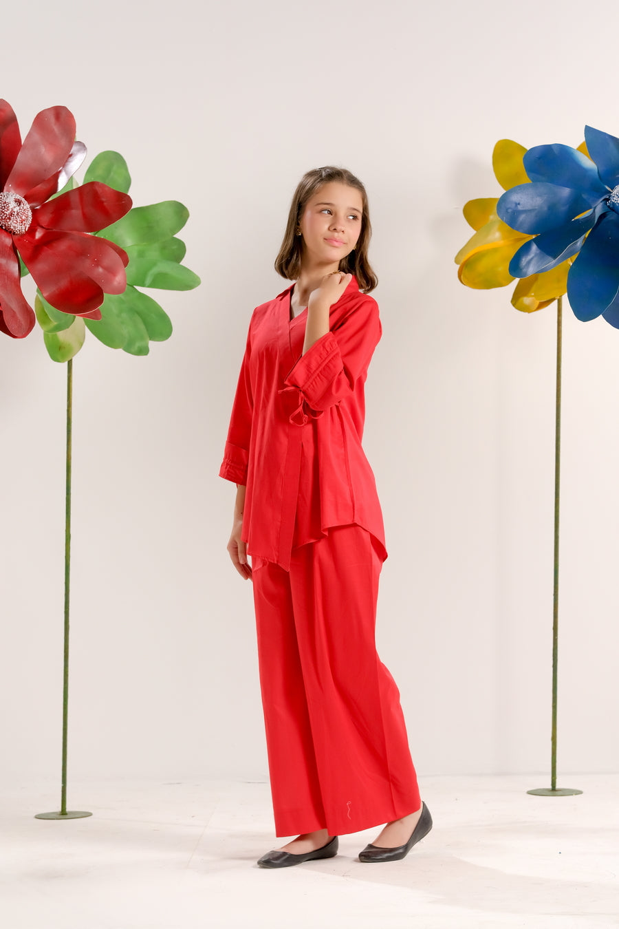Sprinkles Stitched 2 Piece Summer Co Ord Sets Kids Collection'2025-Red Crimson Classic - Co-ord Set