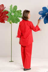 Sprinkles Stitched 2 Piece Summer Co Ord Sets Kids Collection'2025-Red Crimson Classic - Co-ord Set