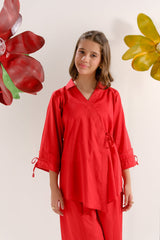 Sprinkles Stitched 2 Piece Summer Co Ord Sets Kids Collection'2025-Red Crimson Classic - Co-ord Set