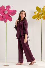 Sprinkles Stitched 2 Piece Summer Co Ord Sets Kids Collection'2025-Burgundy Elegance - Co-ord Set
