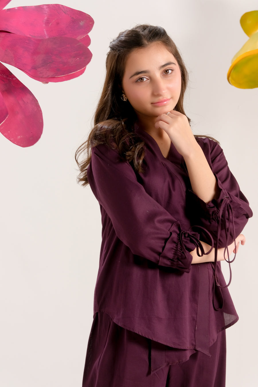 Sprinkles Stitched 2 Piece Summer Co Ord Sets Kids Collection'2025-Burgundy Elegance - Co-ord Set