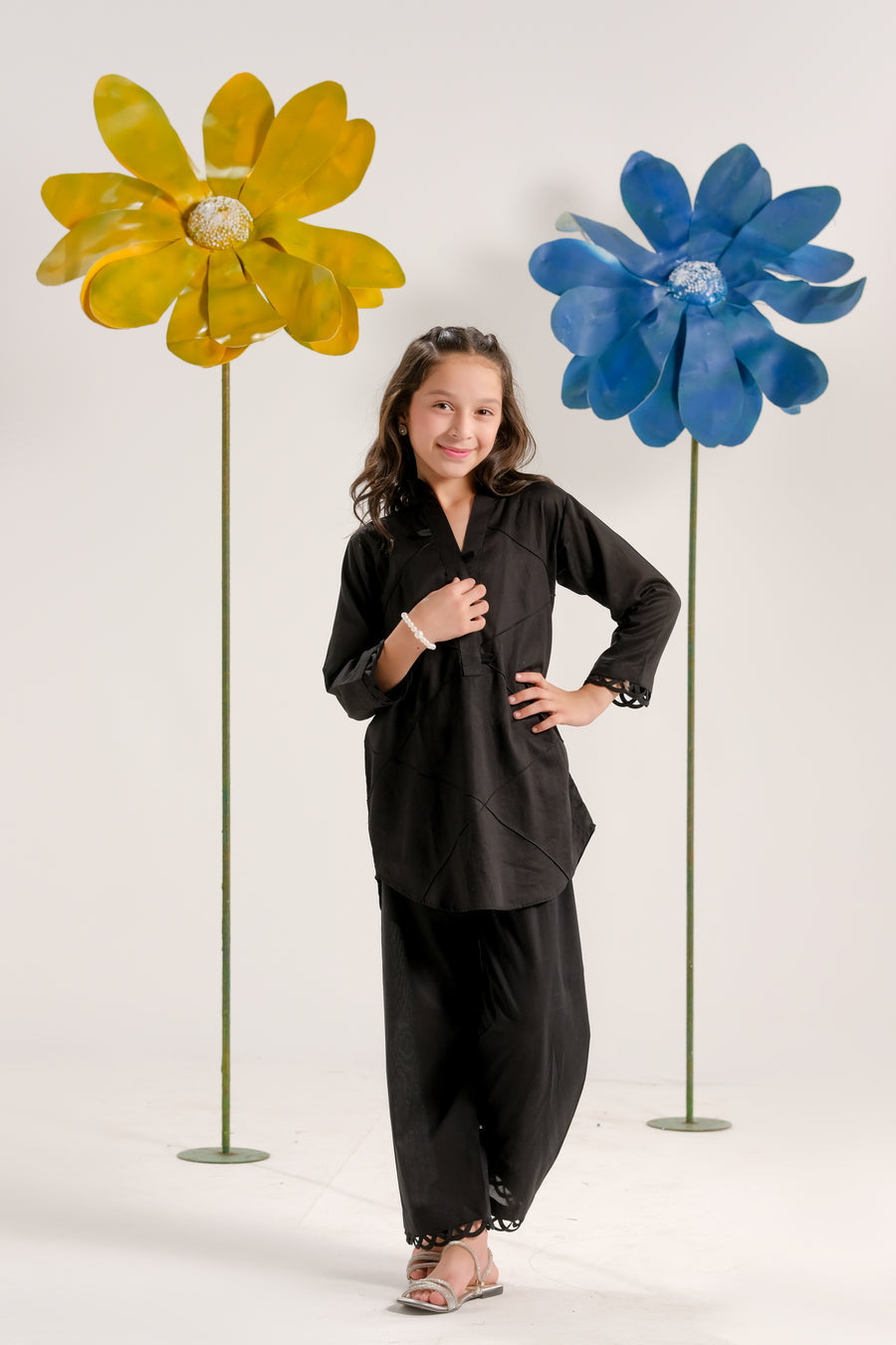 Sprinkles Stitched 2 Piece Summer Co Ord Sets Kids Collection'2025-Midnight Black - Co-ord Set